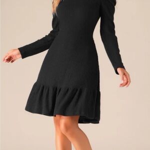 Allegra K Black Long Sleeve Dress
